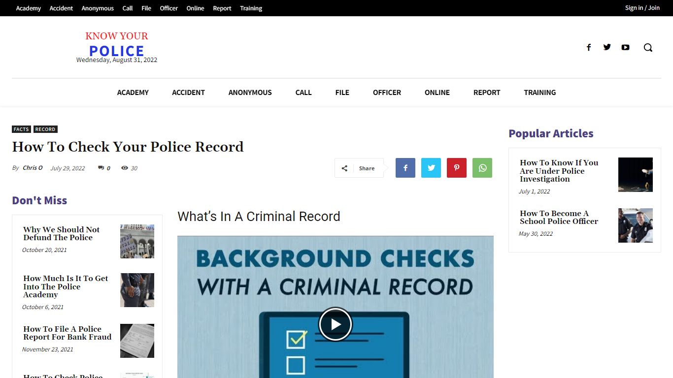 How To Check Your Police Record - KnowYourPolice.net